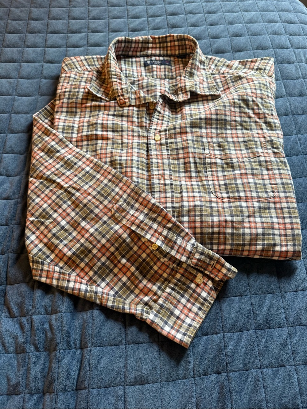 Daniel Cremieux Plaid Button-Down Shirt in Brown, Cream & Orange